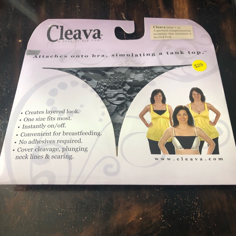 Cleava Black Lace/White Back Bra Cami